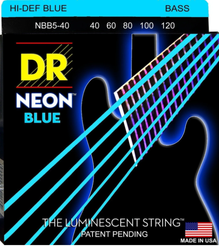 DR Strings NBB5-40 HiDef Neon Blue Saiten, 40-120